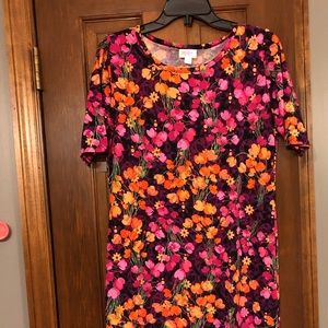 LuLaRoe Julia Dress Pink & Orange Floral New WOT
